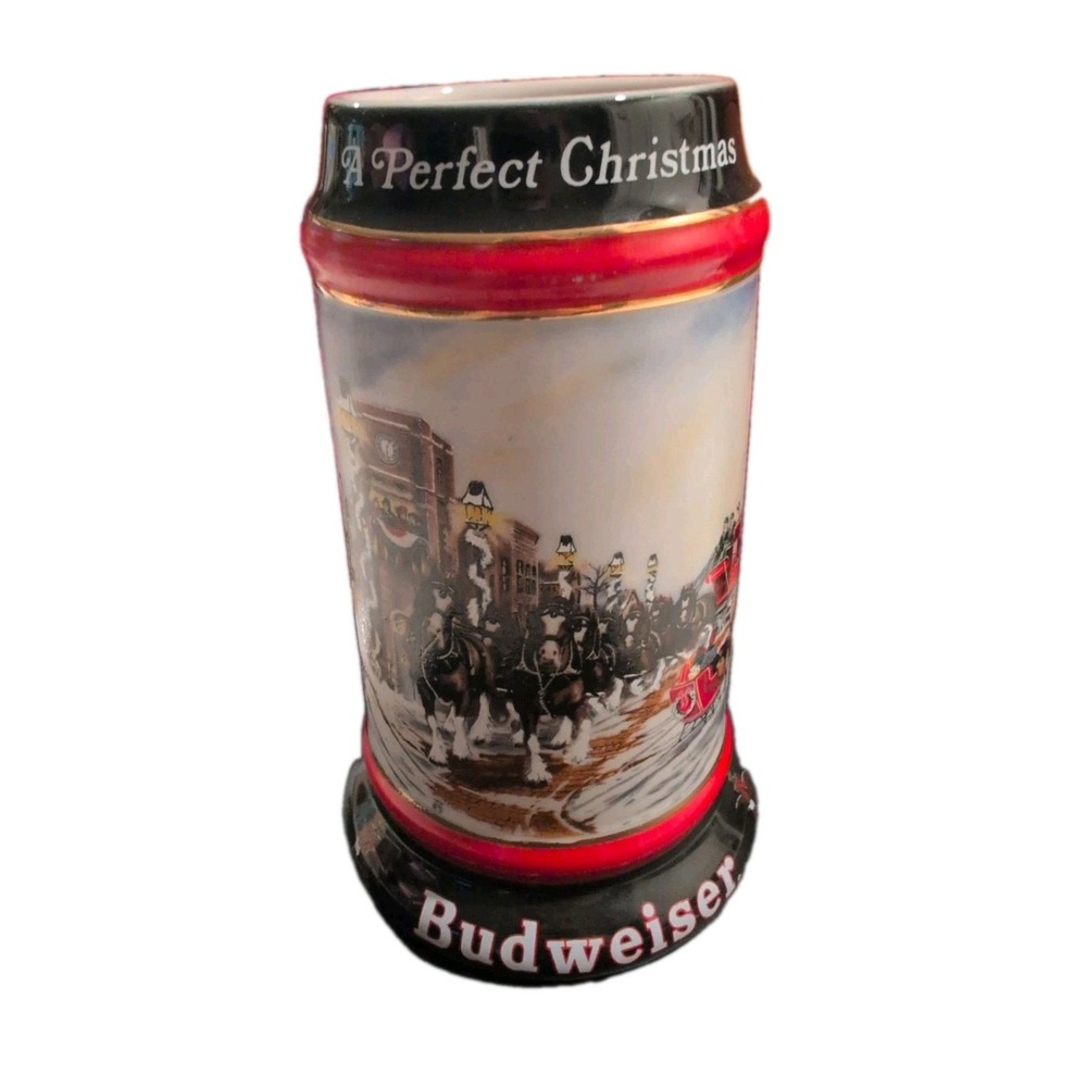 Vintage 1992 Budweiser Holiday Stein " A Perfect Christmas " Collector's Series